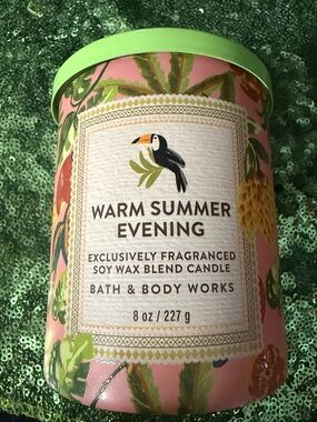 Bath & Body Works Warm Summer Evening Candle - Pink & Green